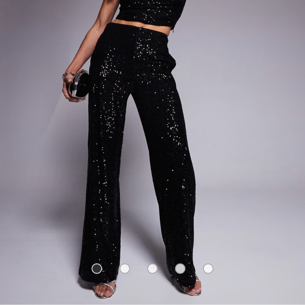 ASOS DESIGN sequin wide leg pants sz 14 tall
